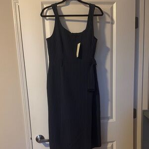 Elegant Navy Pinstripe Dress